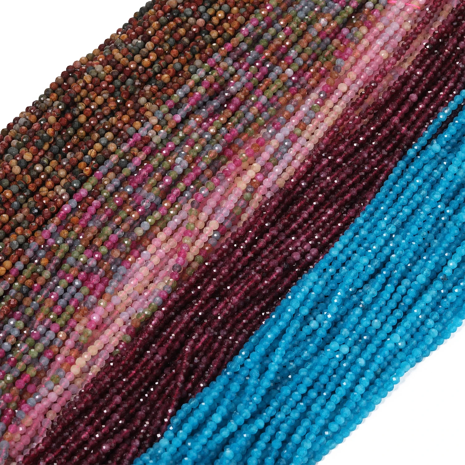 2/3/4mm Facettierte Kleine Perlen Natürlicher Amazonit Granat Turmalin Morganit Steinperlen für Schmuckherstellung DIY Zubehör Großhandel – Detail 11