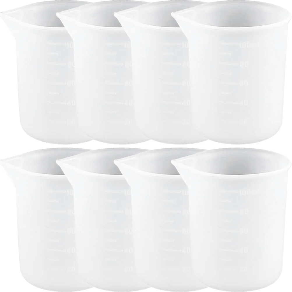 10 Pcs Silicone Measuring Cup Epoxy Resin Mixing Cups for Crafts Making Tools White Nonstick