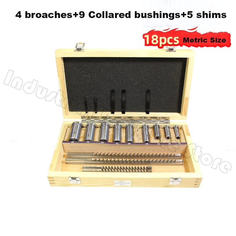 18pcs HSS Metric Keyway Broach Set 4mm 5mm 6mm 8mm Broaches 12-28 Cutting Broaching Bushings Keyway Tool CNC Kit