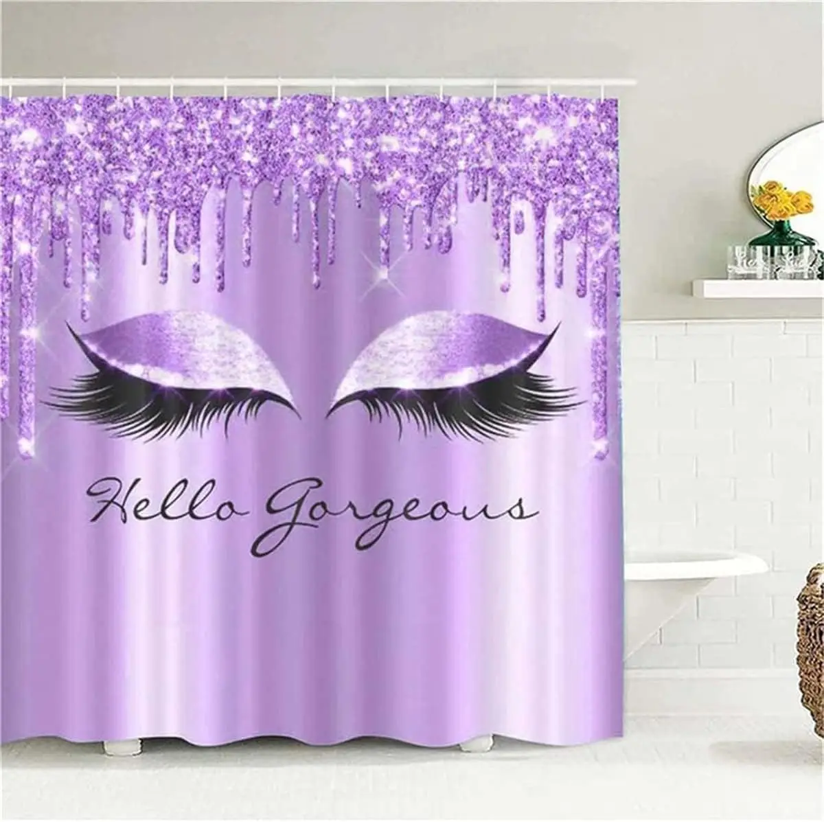 

Girls Eyelash Beauty Makeup Shower Curtain Beautiful Eyelash shower Curtain Home Decoration Curtain