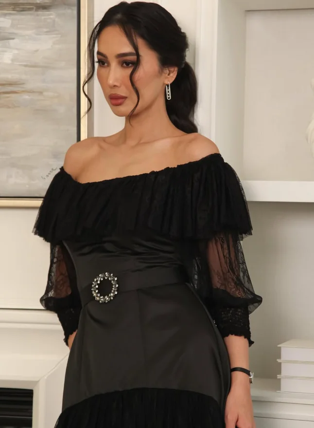 تخصيص جودة عالية بدون حمالات طول الكاحل مطرز أسود ثلاثة أرباع ألف خط تول Abiye Uzun Elbise Modelleri بارتي كوبخيخيخخغدريس