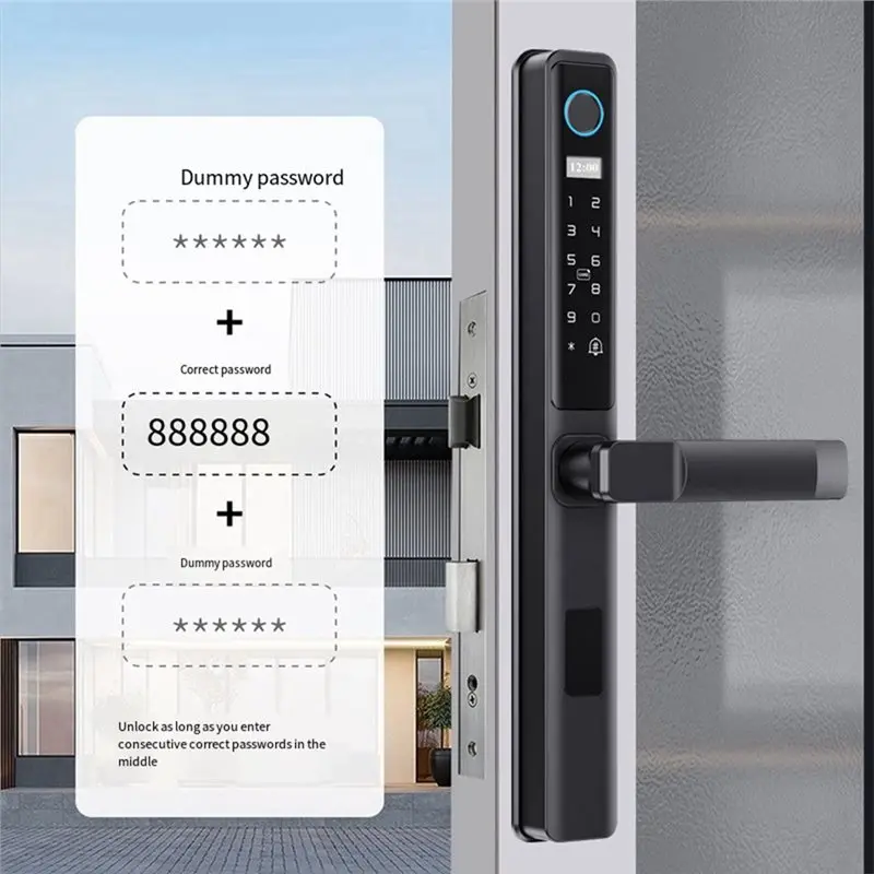 A7THK-Tuya Wifi Smart Door Lock With IC Card Remote Control/Electronic Biometric Fingerprint/Password Key Unlocking Function 308