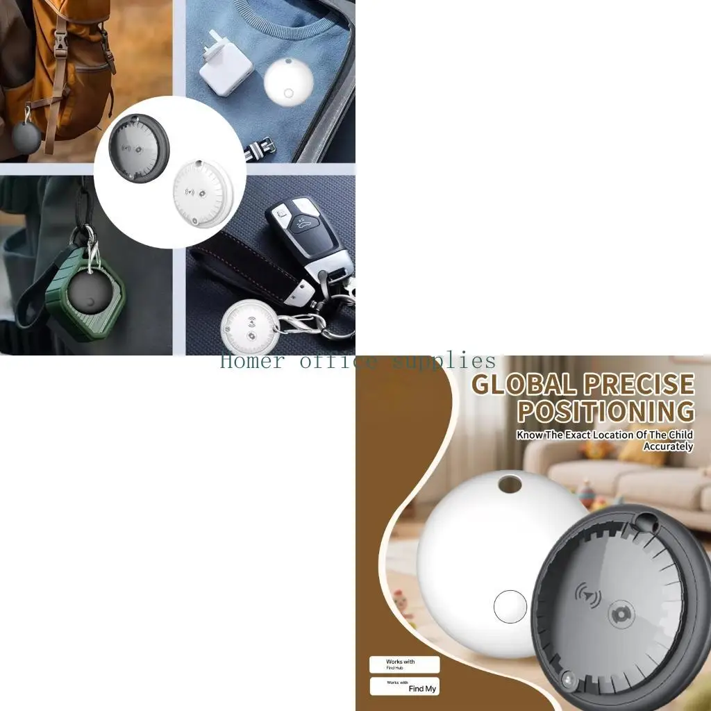K43B Luggage Carry Trackers with Round ABS Body, Hanging Hole, and One-Device Pairing for Daily Organization in Commute Use