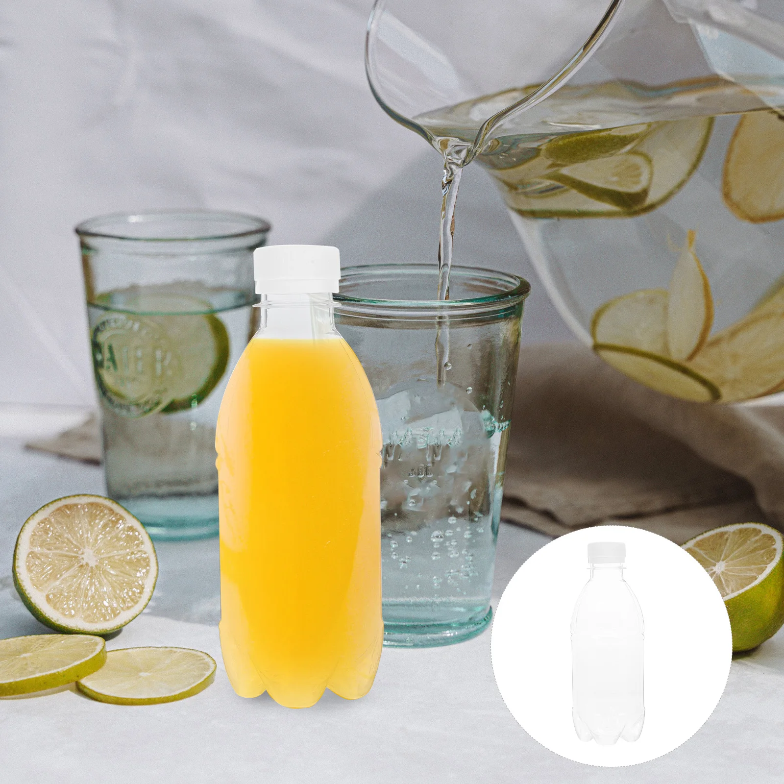 

6pcs Plastic Beverage Clear Milk Storage Bottles Portable Juice Containers Caps Large Capacity Drink Jars For Water Yogurt Tea