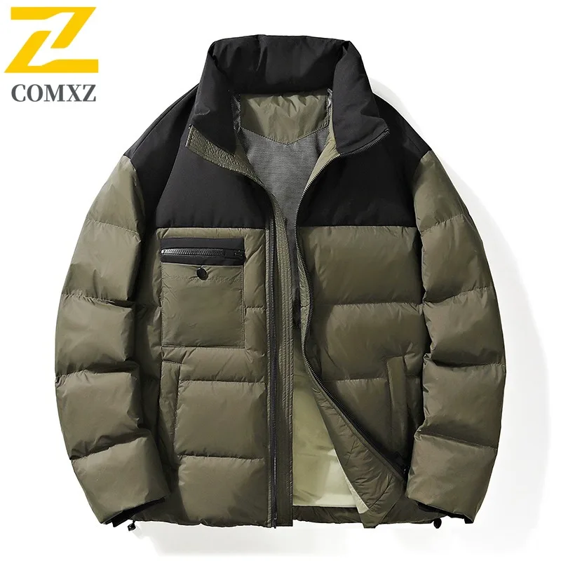 COMXZ Down Jacket Lightweight Thick Warm Solid Color Korean Skiing Puffer Jacket Travel Windproof Winter Jacket Men's Clothing