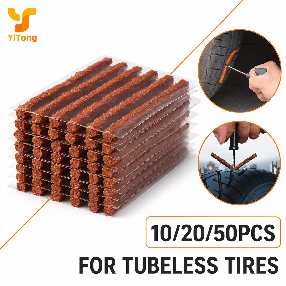 Yitong 10/20/50PCS Universal Tubeless Tire Plug Strips Durable Rubber Puncture Repair String Portable For Car Motorcycle Scooter