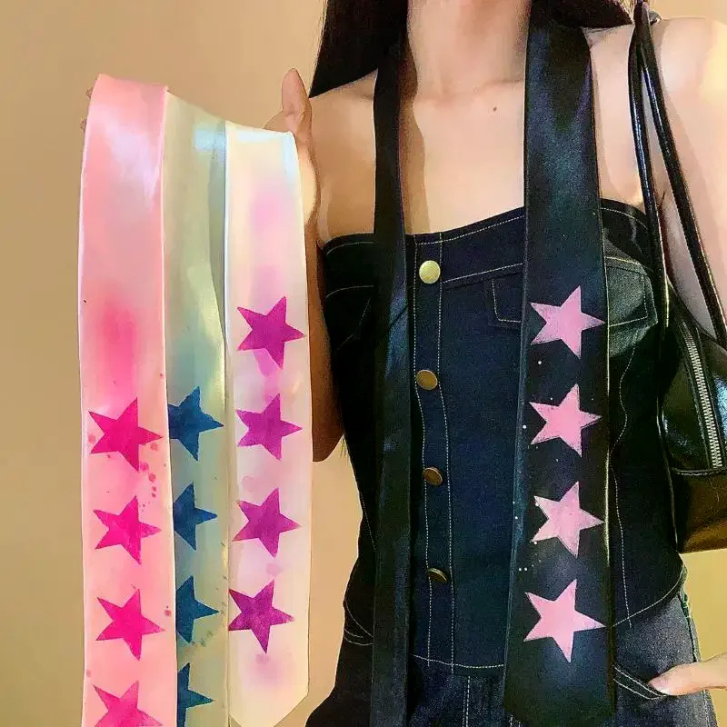 Star Gradient Tie For Women Sweet Decorative Scarf Belt Trendy Edgy High-End Long Waist Accessory
