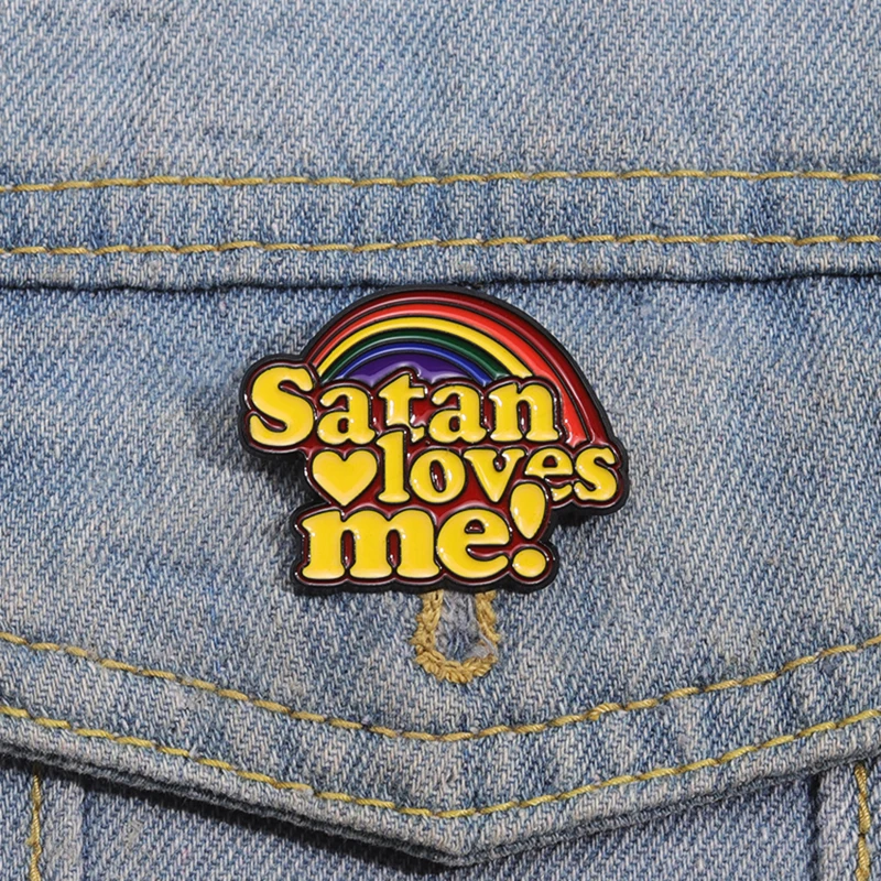 Loves Me Pines Lapel Badges Punk Gothic Jewelry Gift for lover Friends LGBT Rainbow Enamel  Brooch Custom Satan