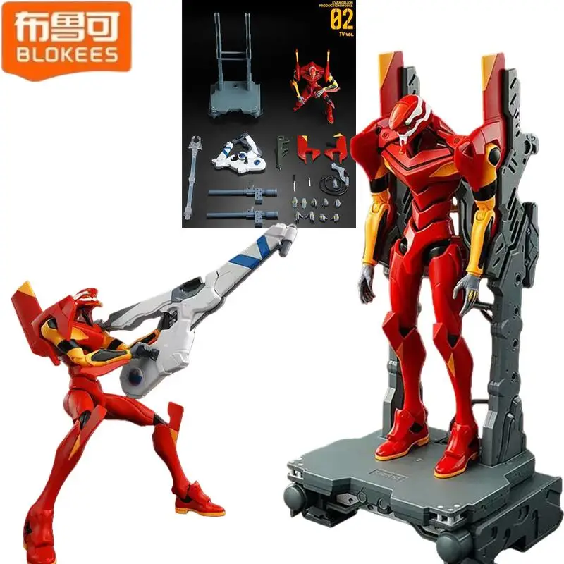 Blokees Neon Genesis EvangelionTV‑Version Unit‑02 Assembled Model Kit With Launch Stand Movable Mecha Collectible Desktop Gift
