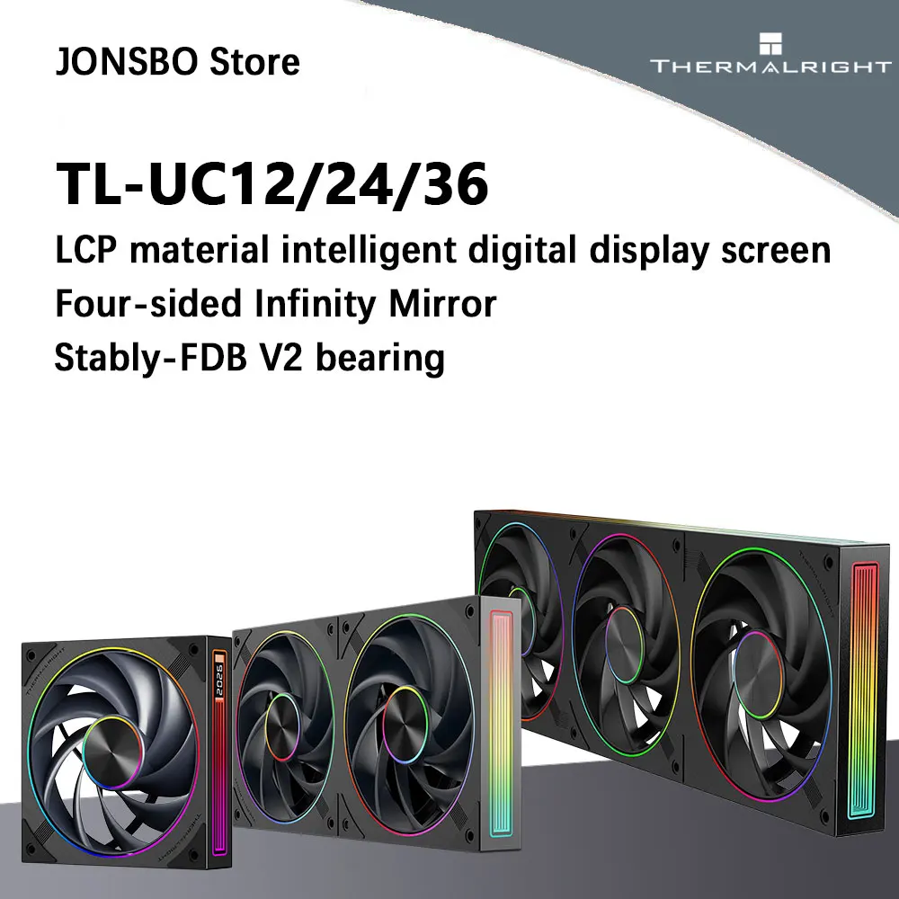 Thermalright TL-UC12/24/36 Performance Level Fan Pressure Fan ARGB Infinity Mirror Smart Speed Display 2400 RPM PWM Temperature