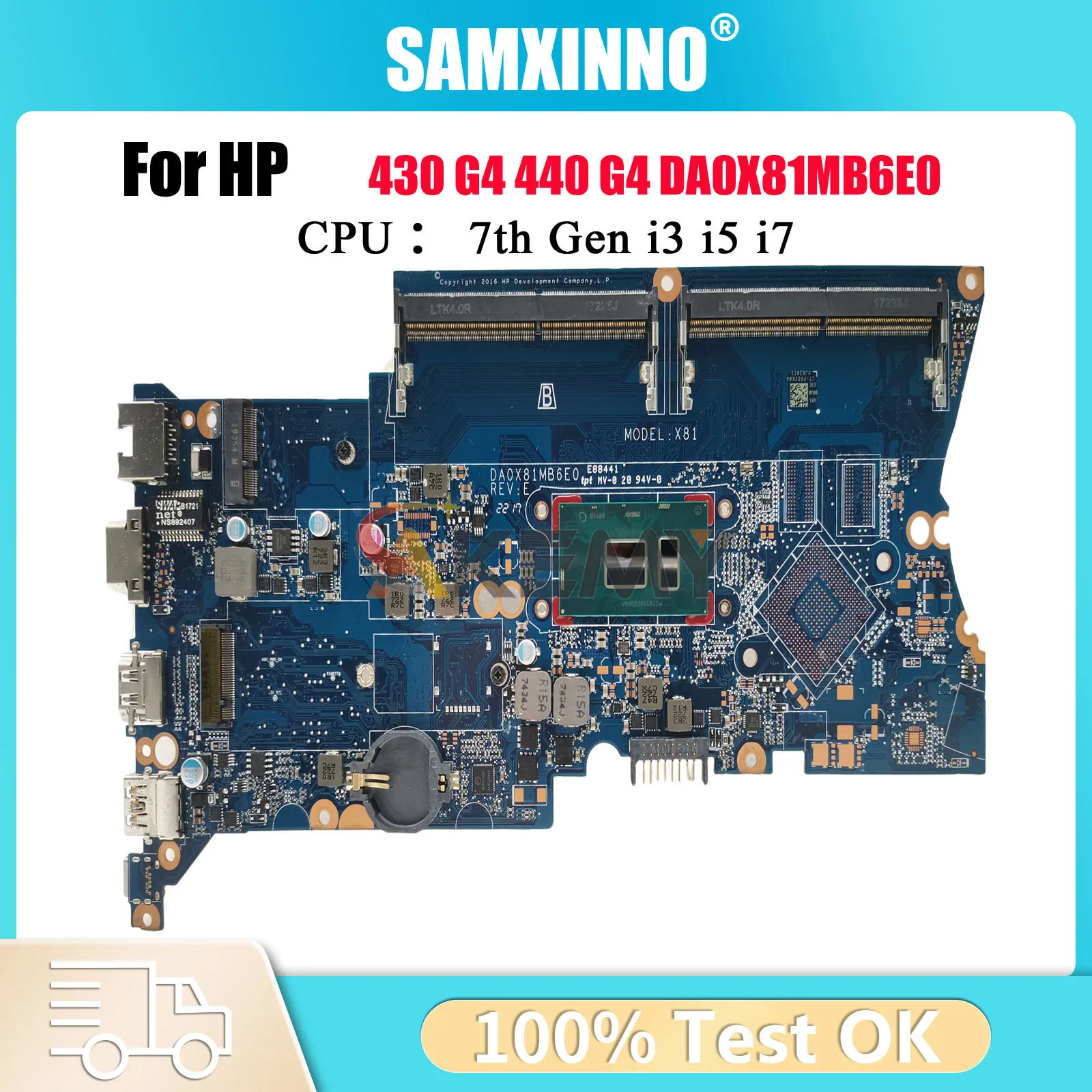 DA0X81MB6E0 Laptop Motherboard For HP ProBook 430 440 G4 With i3 i5 i7 CPU DDR4 905797-601 922096-601 100% Fully Tested