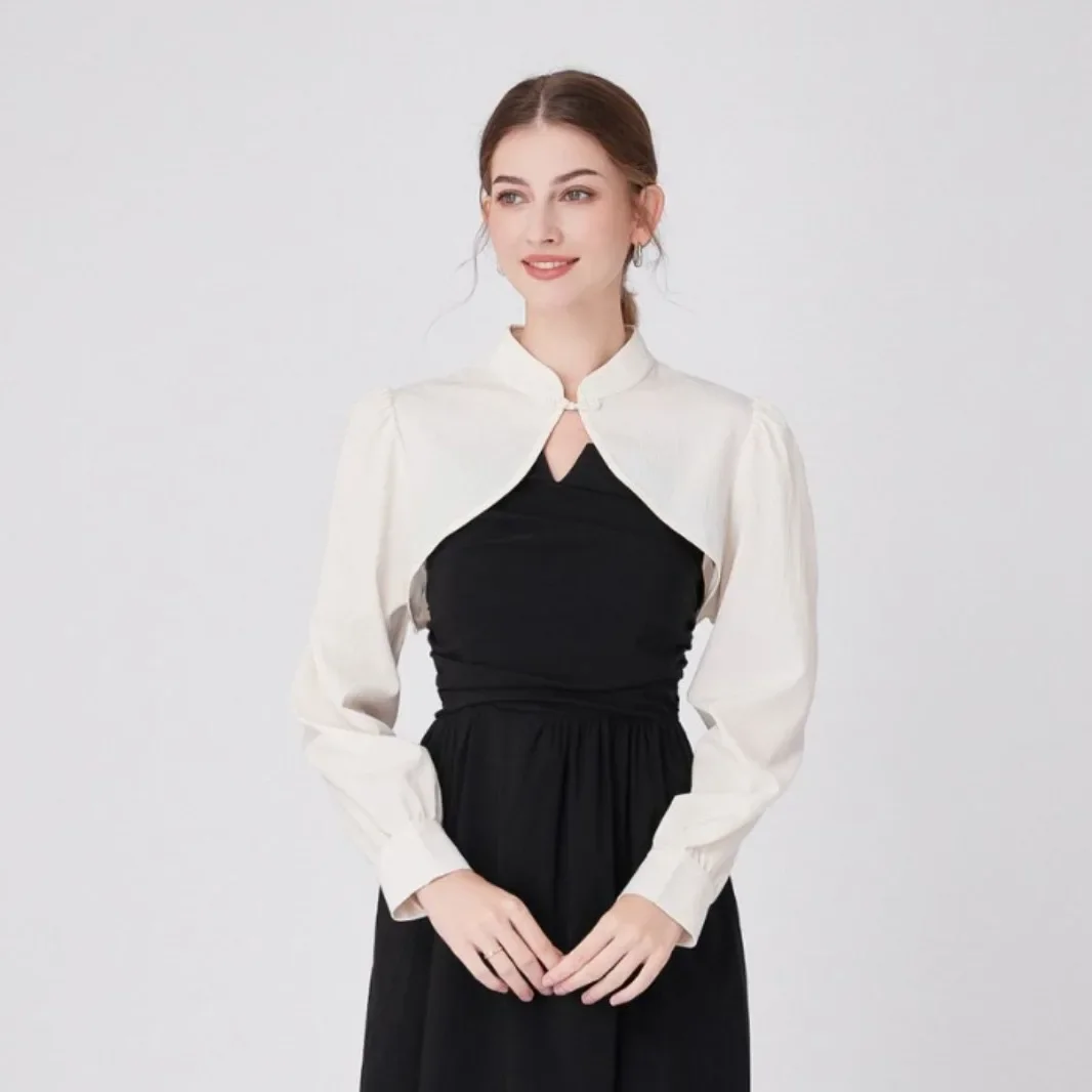 Women Long Sleeved Shoulder Wraps Fake Collar Classic Half Shirt Small Cape Detachable Sweater Blouse False Collar Accessories