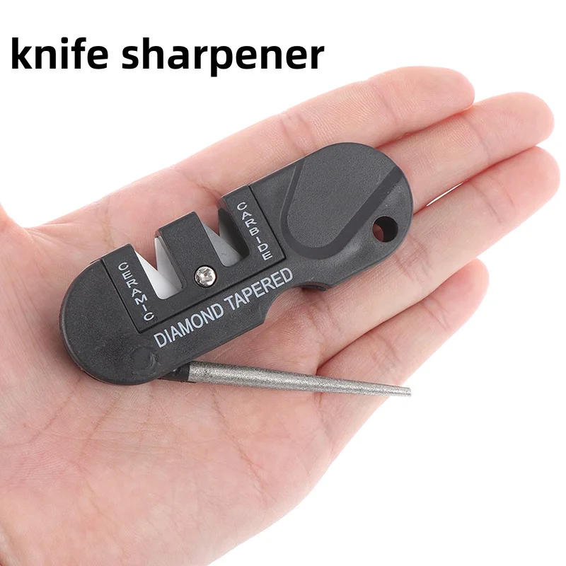 Knife Sharpener  Outdoor Portable Diamond Sharpener 3 in 1 Rough Fine Grinding Blade Tungsten Ceramic Diamond Grinding Rod