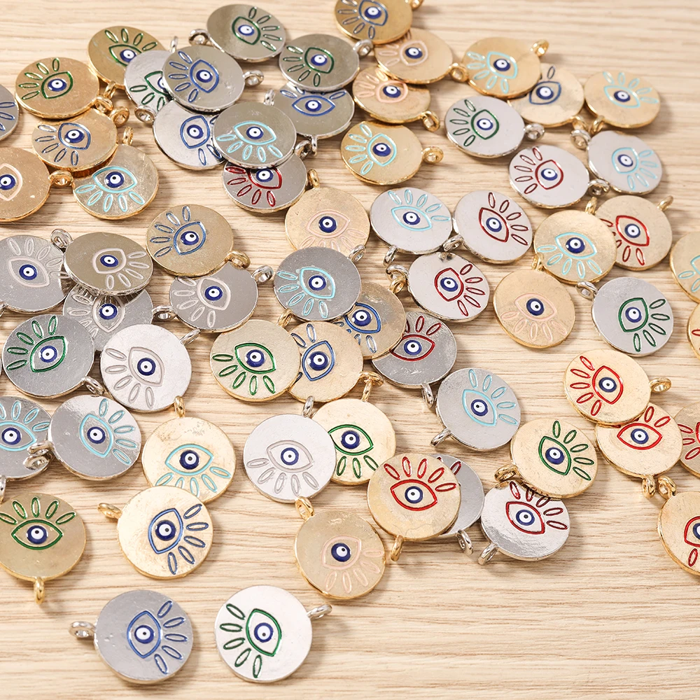 Tusember 10pcs 18x22mm Alloy Enamel Turkish Blue Evil Eye Charms for Pendants Earring Bracelet Jewelry Making DIY Accessories view 5
