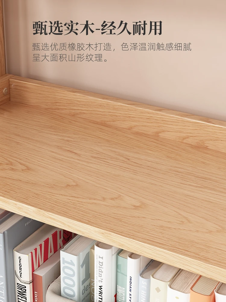 Solid wood bookshelves, floor-to-ceiling trapezoidal shelves, living room, bedroom, wall-to-wall, multi-layer storage shelves