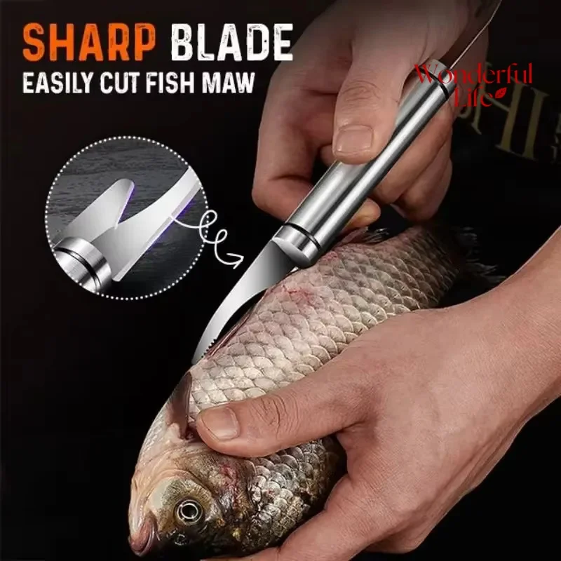 Stainless Steel 6 In 1 Fish Knife Multifunctional Fast Shrimp Peeler Shrimp Line Kitchen Tools Cutting scraping digging Knife