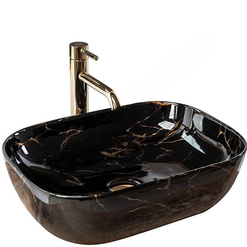 

Ceramic table basin square integrated washbasin bathroom