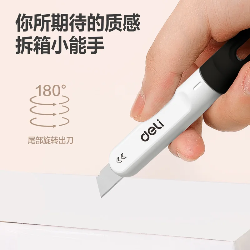 Deli Small Pocket Knife Rotating Retractable SK5 Blade, Mini Canivet Box Cutter Knife Art Household School Supplies Aesthetic