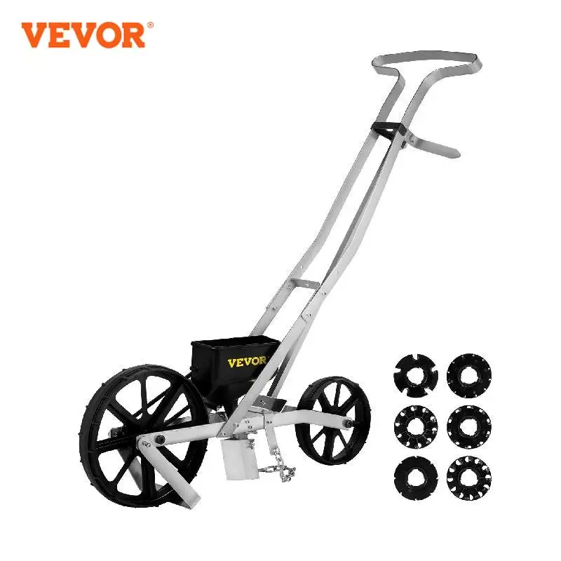 VEVOR Multi-function Hand-push Seeder W/ 6 Seed Plates Precision Lawn Spreader Cotton Vegetable Wheat Corn Peanut Seeder Planter