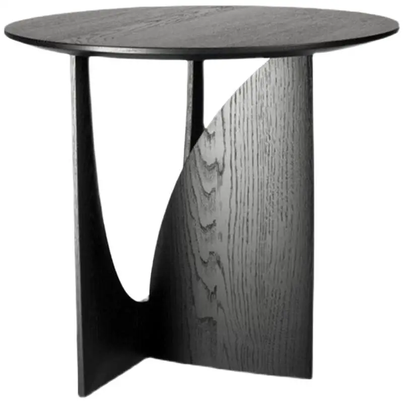 

Nordic round solid wood edge table, black minimalist coffee table, sofa edge table, bedroom