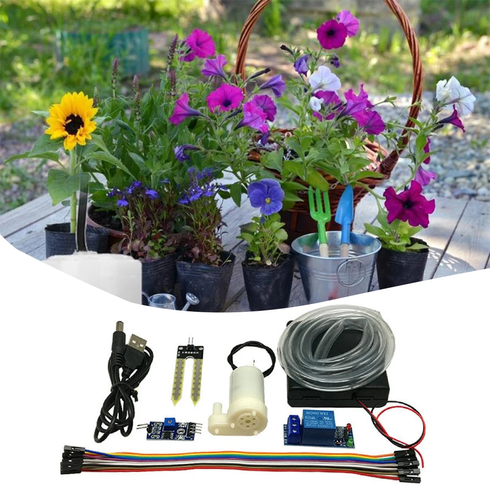 Automatic Irrigation Module DIY Kit Automatic Irrigation Garden Kit Soil Moisture Sensor Mini Water Pump for Arduino