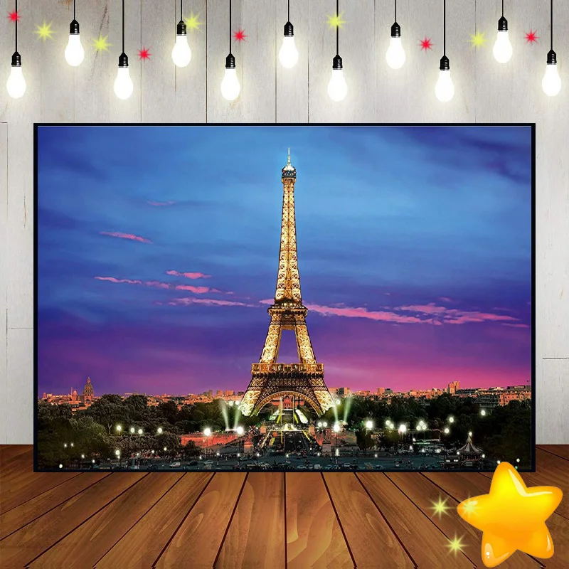 Eiffel Tower Paris Landmark Global Background Photo Party Custom Birthday Backdrop Decoration Photography Backdrops Banner