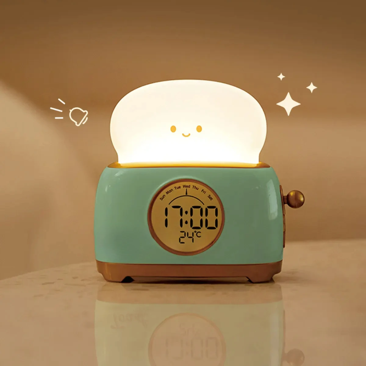 Toaster Night Light Alarm Clock Children Alarm Clock Bedside Luminous Clock Charging Bedroom Night Lamp Decoration Children Gift