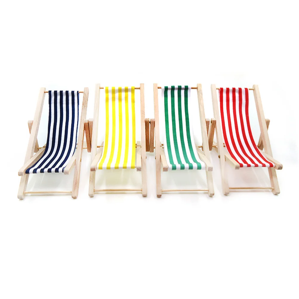 

Beach Chair Set Mini House Crafts Miniature Adornments Necessity Kids Toy Furniture Bamboo Decoration