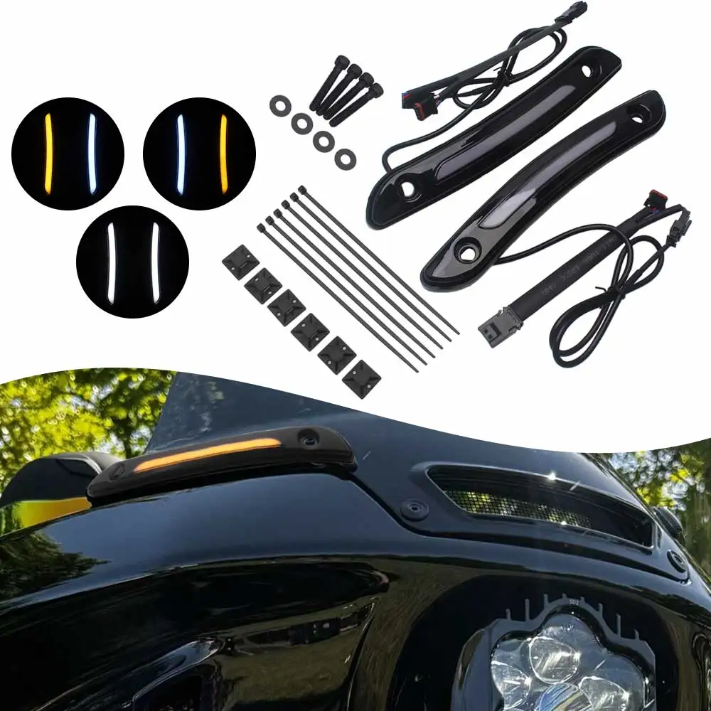 Front Windshield Fairing LED DRL/Turn Light For Harley Softail Low Rider ST FXLRST FXRST 2022-26 Motorcycle Windsreen Trim Light