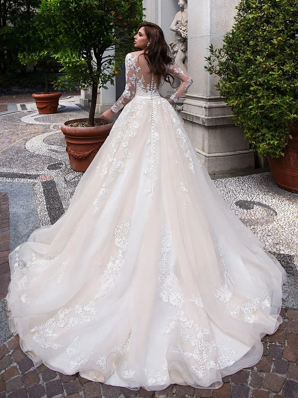 Lace Wedding Dresses A-line Long Sleeves Appliques Muslim Dubai Saudi Arabia Israel Bridal Gowns Vestido De Novia Customized