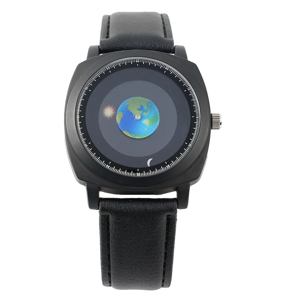 Fashion Men's Watch Creative Earth  Sun Moon Hand Quartz Watch Student