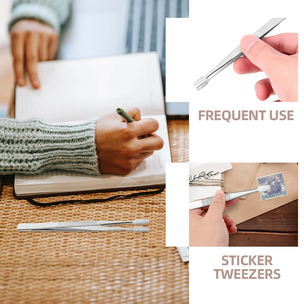 3 Stuks Precisie Rvs Pincet Voor Postzegels Albums En Wimpers Rechte Grip Tool Sticker Pincet Stempel Tang