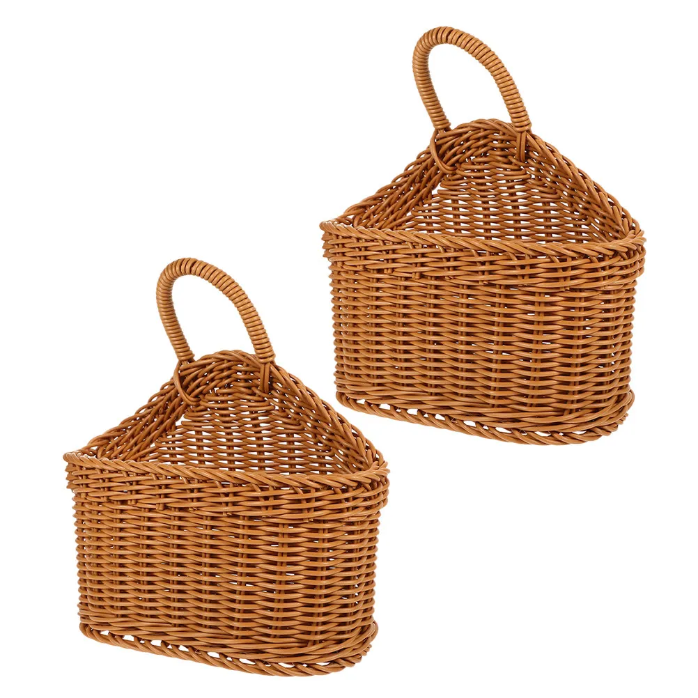 

Набор из 2 плетеных настенных корзин для хранения в деревенском стиле, пластиковые, для кухонных принадлежностей, столовых приборов, палочек для еды
