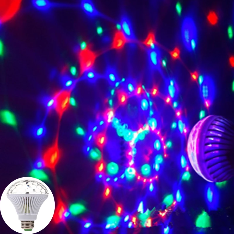 E27 AC85/265V Led DJ Disco Ball Party Colorful Lights Stage Light Move Auto Rotating Laser Christmas Club Lamp for Home Decor