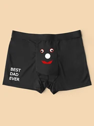 Men Fashion Letter Print Panties Boxer Briefs with Best Dad Ever Print Comfy Soft Underwear Print Boxer Shorts