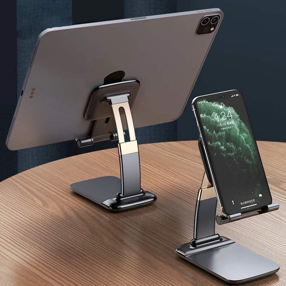LOERSS Aluminum Alloy Foldable Phone Stand Table Phone Support Bracket Portable Lazy Holder Compatible for Phone Tablet iPad