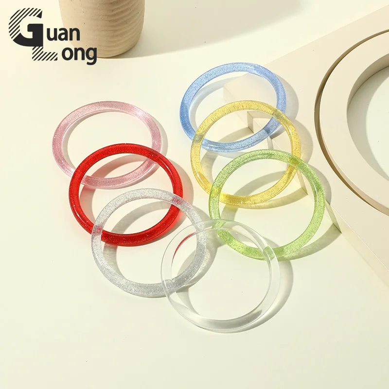 GuanLong New Korean Glitter Resin Bangles for Women Luxury Thin Bangles & Bracelets for Girls Party Personality Fashion Jewelry