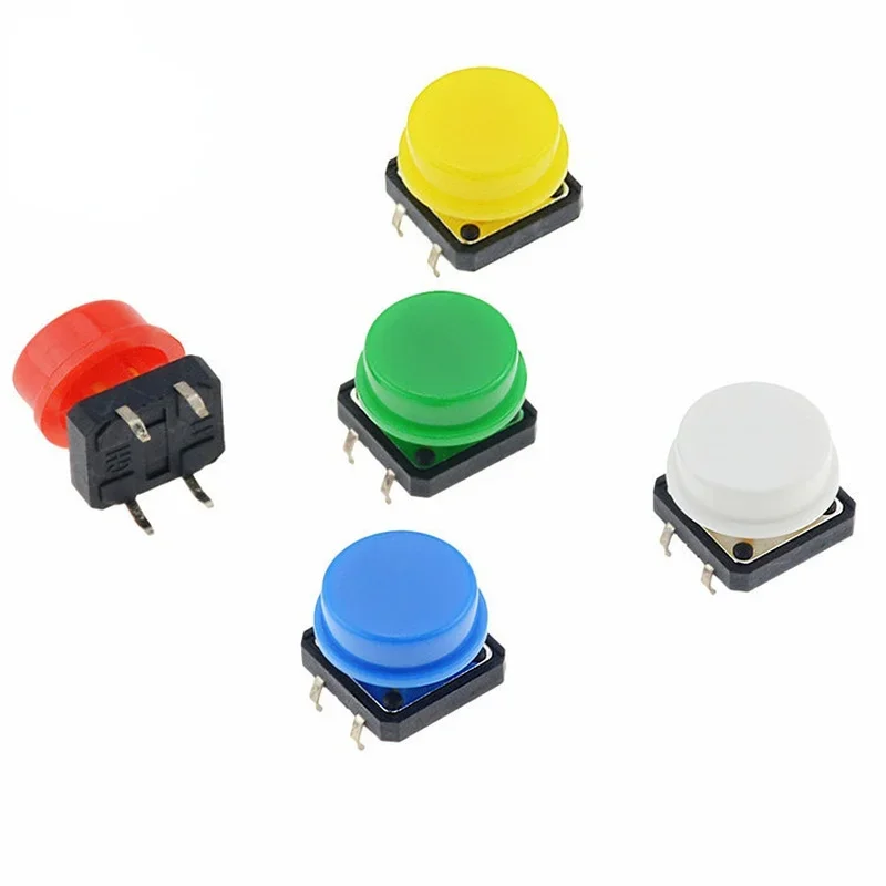 

20PCS Tactile Push Button Switch Momentary 12*12*7.3MM Micro Switch Button + 25PCS Tact Cap(5 Colors) for Arduino Switch