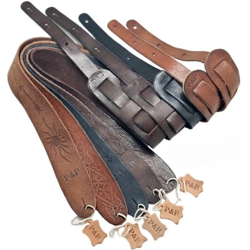 Retro Guitar Strap, Handmade First-layer Cowhide Electric Guitar Strap, Widened Bass Strap, Genuine Leather Strap.