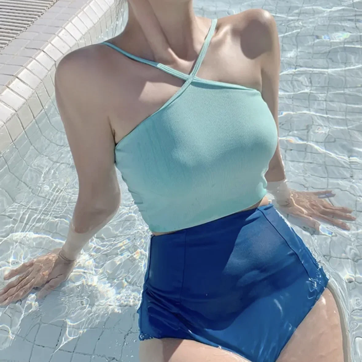 

New Sexy High Waisted Bikinis Two Pieces Swimsuit Women Swimwear Sports Beach Wear Bathing Suits Korean Bikini Set Pool 2024