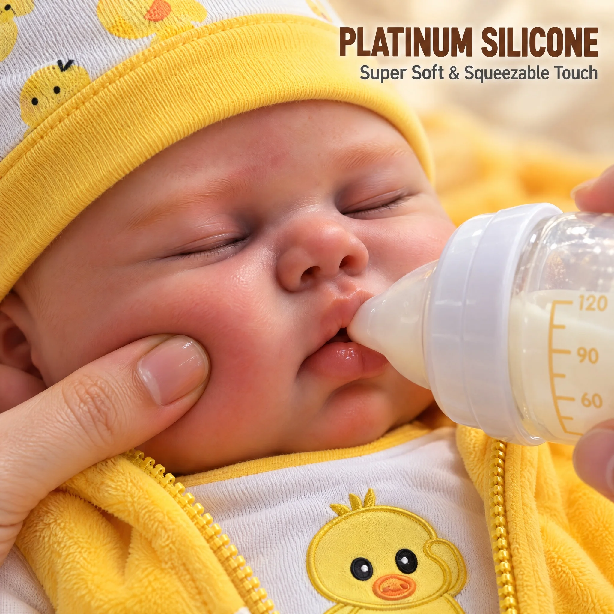 NPK 19inch Platinum Silicone Pickle 3.8KG Full Solid Platinum Bebe Real Baby Mouth Can Open Weight Comes With Pacifer