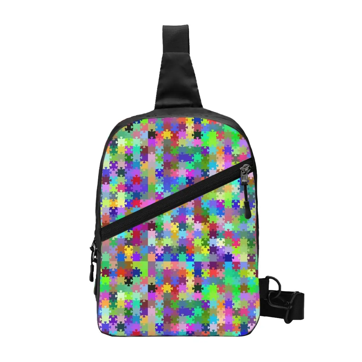 Customized Autism Awareness Puzzle Pieces Sling Bag for Men Cool Shoulder Crossbody Chest Backpack Cycling Camping Daypack