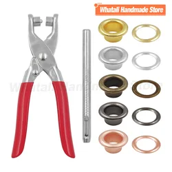 1 Set Grommet Eyelet Plier Set, Eyelet Hole Punch Pliers Kit With 100sets 4mm Metal Eyelets, Grommet Tool Kit For Leather Craft