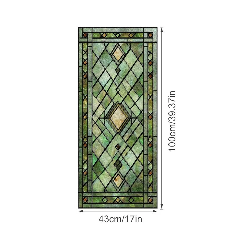 Static Cling Lattice Window Film Sticker Non-Adhesive 3D Design Stained Glass Film Sticker Rainbow Pattern Anti-Glare