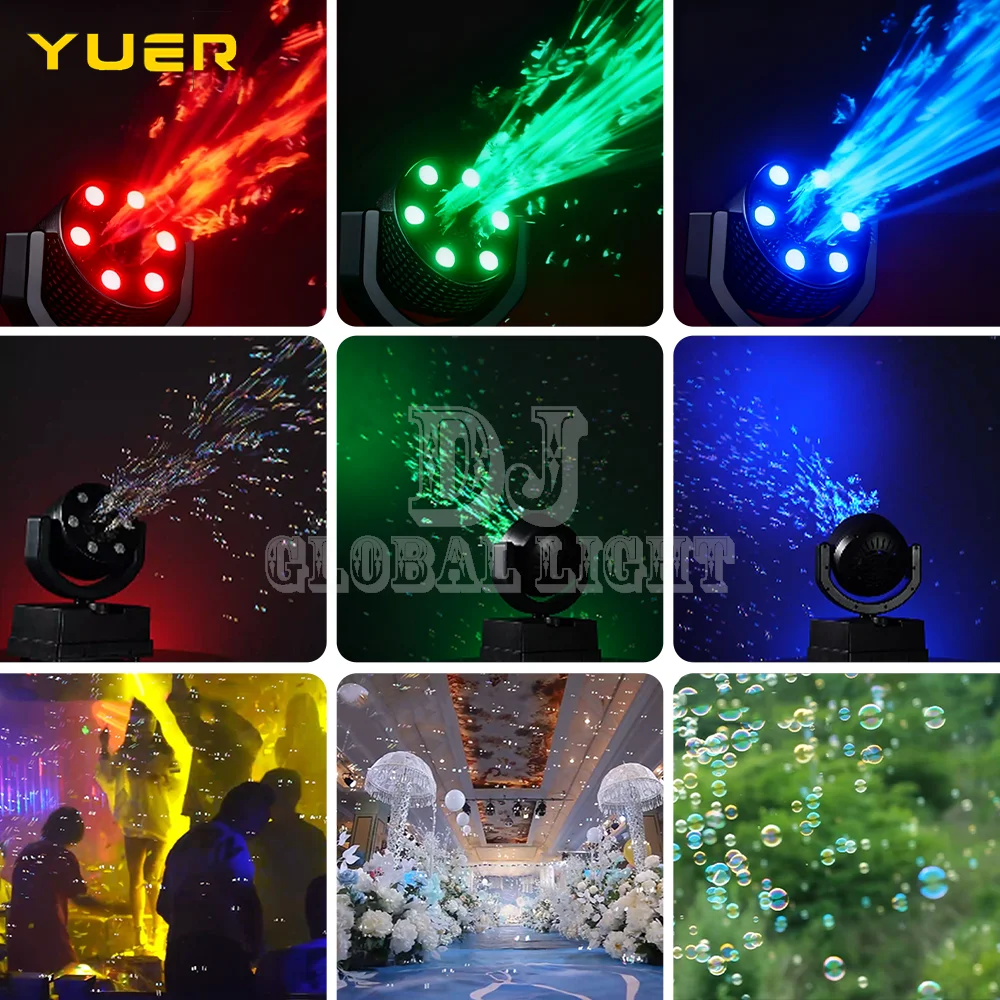 جديد إضاءة مقاومة للماء RGBY تتحرك رئيس آلة فقاعة مع بطارية DMX512 آلة تأثير المرحلة عن بعد ل DJ ديسكو حفل زفاف #2