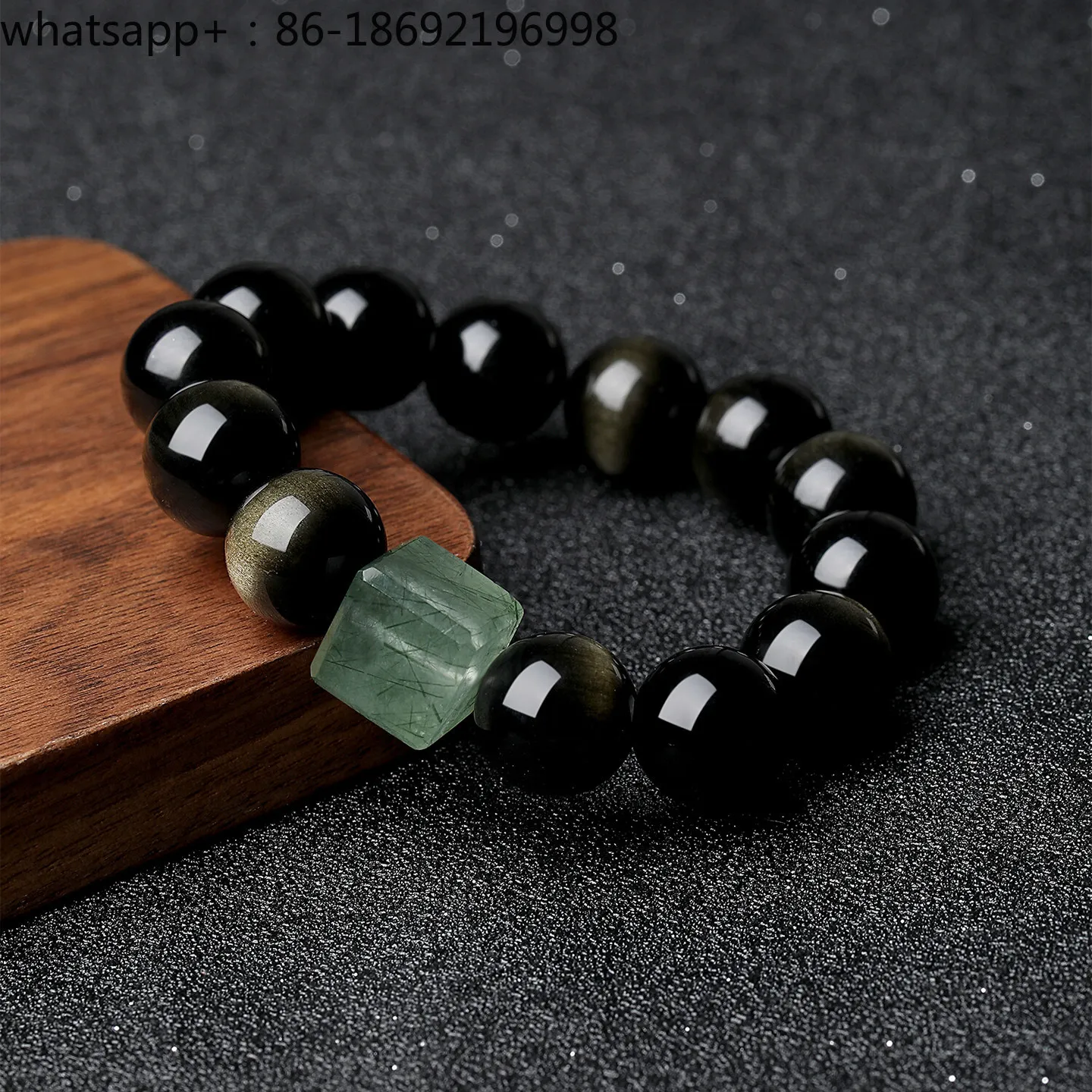 Natural Eyes Golden Obsidian Bracelet Green Hair Crystal Lucky Transshipment Crystal Bracelet Male