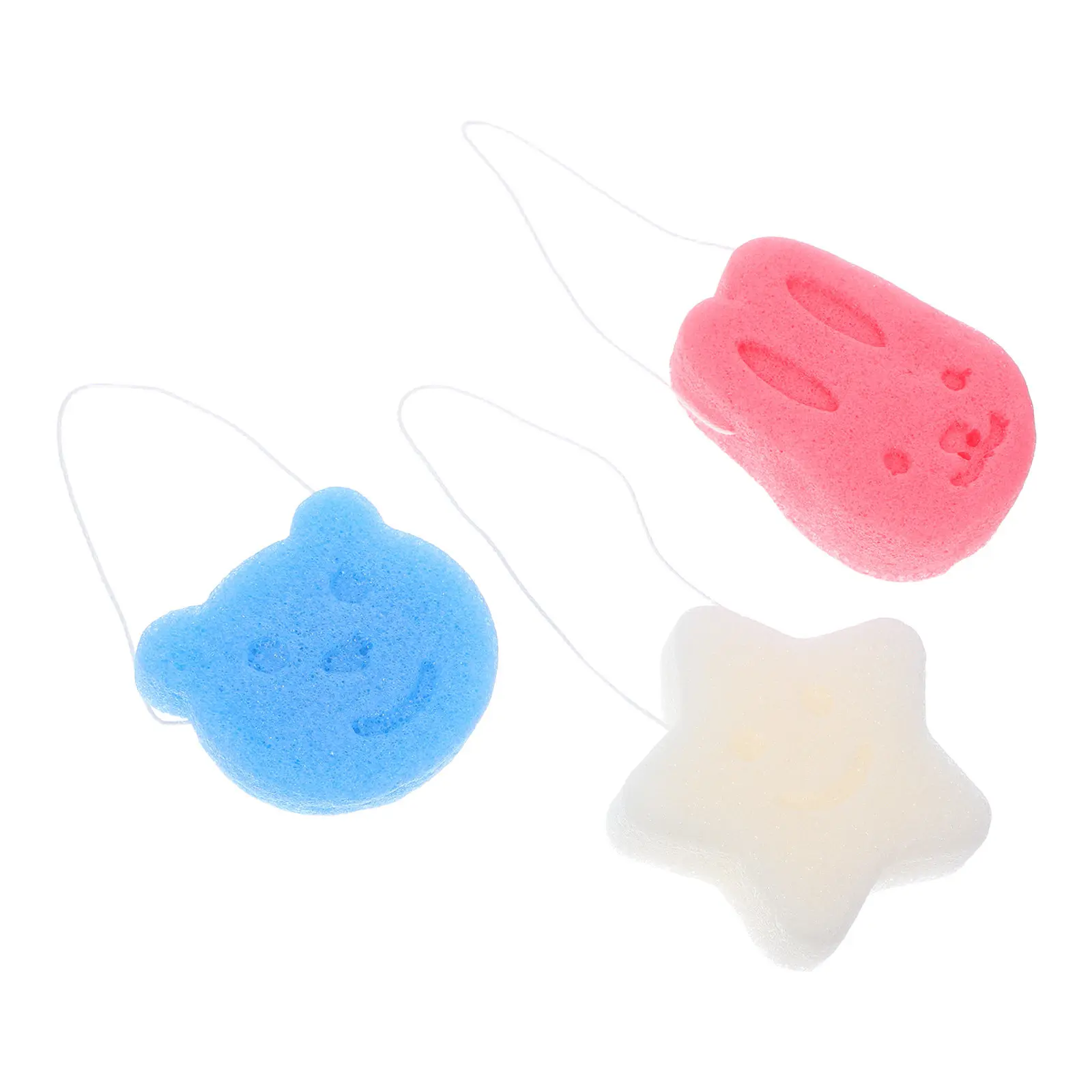 3pcs Gentle Konjac Baby Bath Sponge Set – Soft Exfoliating Cartoon Animal Shower Sponges for Newborns & Toddlers