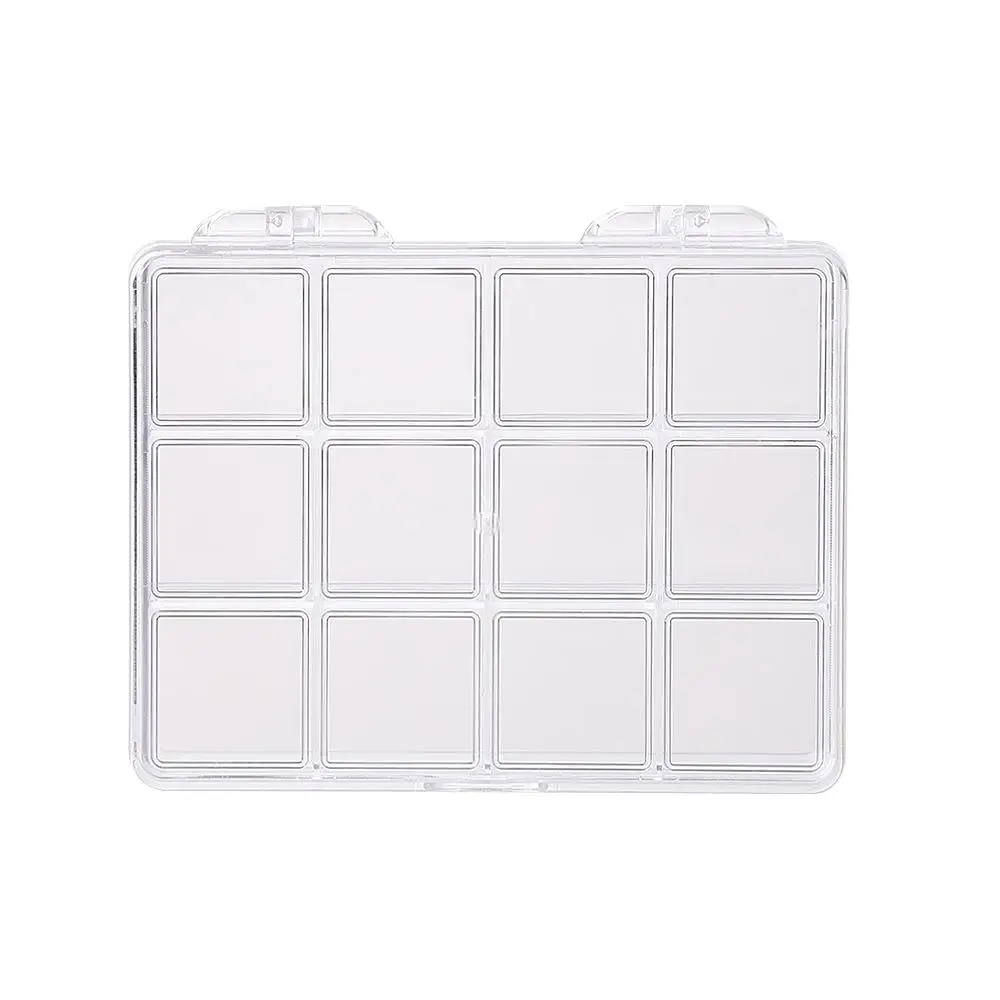 12 Grids Transparent Organizer Acrylic 25mm Badge Holder Mini Badge Case Clear Storage Box DIY Multifunction Jewelry Storage