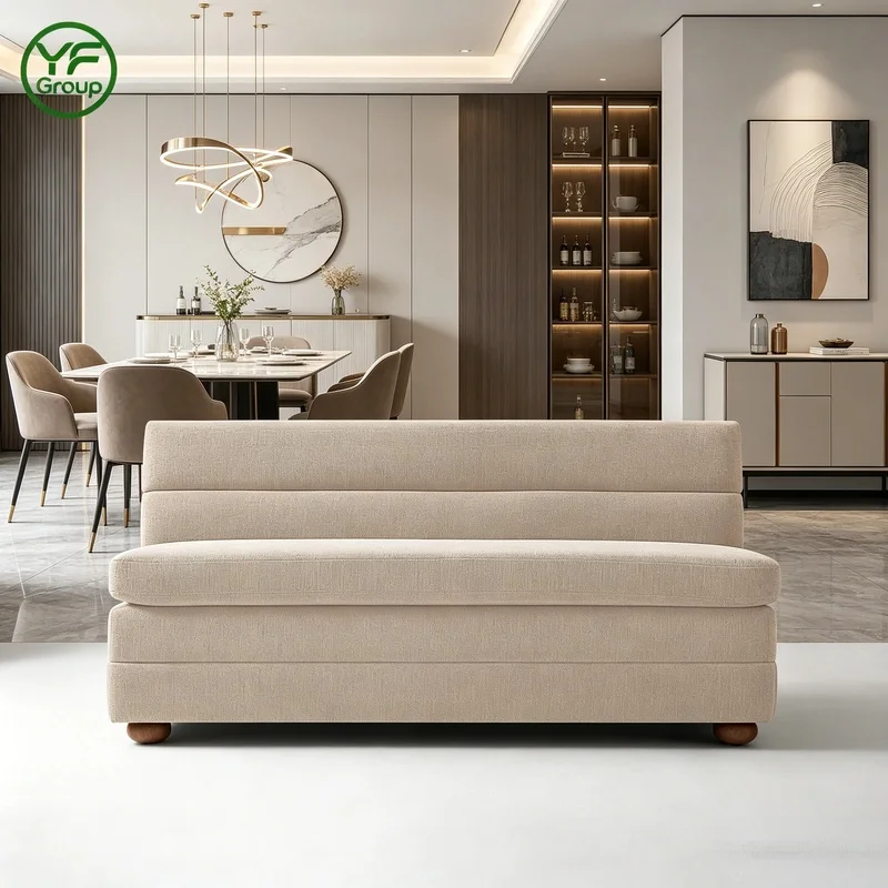 Factory Wholesale Restaurant Furniture Wooden Frame Fabric Booth Seating Commercial Grade Seating for Cafe Hospitality Projects