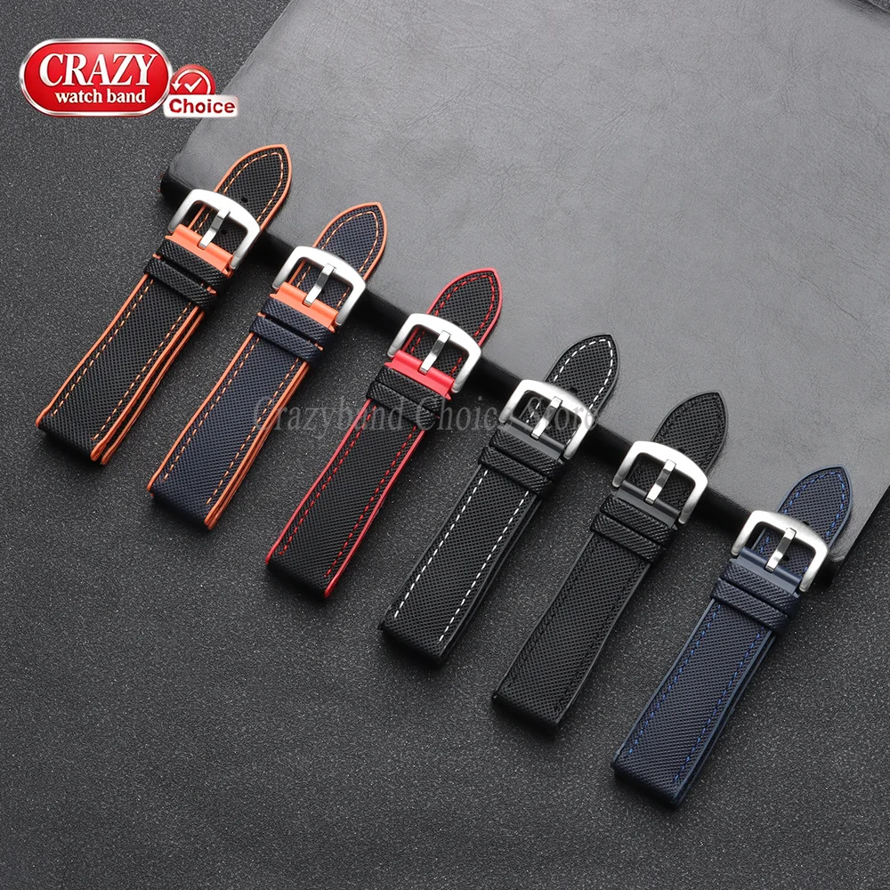 Universal Watch Strap Silicone Nylon Replace Wrist Orange Blue 18mm20mm21mm22mm24mm Waterproof  Rubber Sports Women Men Bracelet image 4